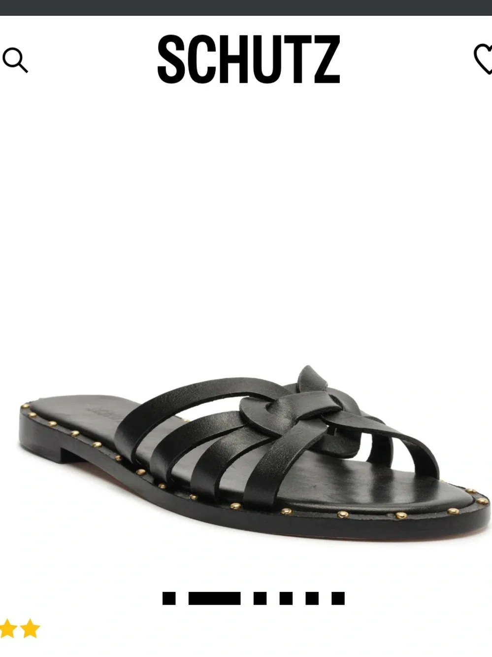 Schutz Phoenix flat sandals delicate woven straps n metallic stud along midsole.